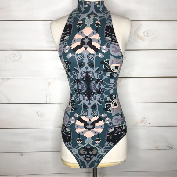Free People Tops - Free People High Neck Sleeveless Floral Bodysuit